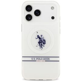 US Polo DH and Bottom Stripe Logo MagSafe Case for iPhone 17 Pro Max - White | Techbox