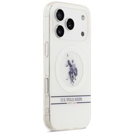 US Polo DH and Bottom Stripe Logo MagSafe Case for iPhone 17 Pro - White | Techbox