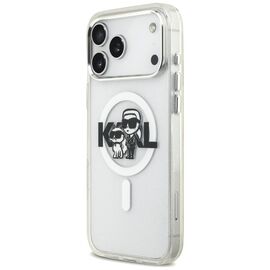 Karl Lagerfeld IML Glitter Karl &amp; Choupette Sketch Logo MagSafe Case for iPhone 17 Pro Max - Clear | Techbox