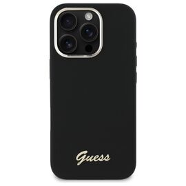 Guess Silicone Script Metal Logo &amp; Frame Case for iPhone 16 Pro Max - Black - Uncategorized Cases (2) - Cases - Techbox