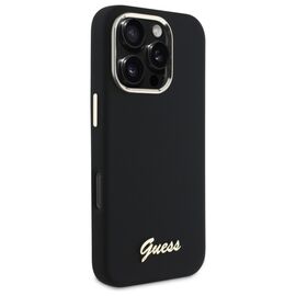Guess Silicone Script Metal Logo &amp; Frame Case for iPhone 16 Pro Max - Black - Uncategorized Cases (2) - Cases - Techbox