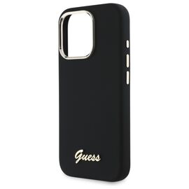Guess Silicone Script Metal Logo &amp; Frame Case for iPhone 16 Pro Max - Black - Uncategorized Cases (2) - Cases - Techbox