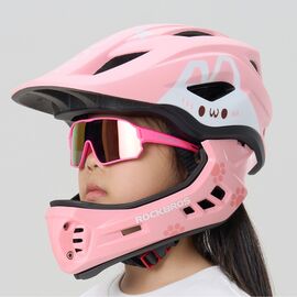 Rockbros TT-32001 Rabbit Children's Bike Helmet with Detachable Chin Size S (48-52) - Pink - Bicycle - Sports & Fitness - Techbox