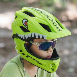 Rockbros TT-32003 Shark Children's Bike Helmet with Detachable Jaw Size S (48-52) - Green - Bicycle - Sports & Fitness - Techbox