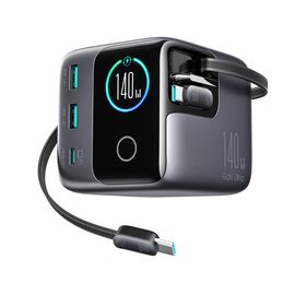 Joyroom Podix JR-TRD01 GaN 140W Desktop Charger with 5 Ports and Dual Retractable Cables - Gray | Techbox