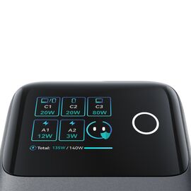 Joyroom Podix JR-TRD01 GaN 140W Desktop Charger with 5 Ports and Dual Retractable Cables - Gray | Techbox