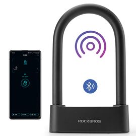 Rockbros 32210818001 SMART Bicycle Lock with Fingerprint Reader and Bluetooth Connectivity - Black | Techbox