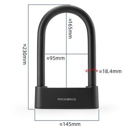 Rockbros 32210818001 SMART Bicycle Lock with Fingerprint Reader and Bluetooth Connectivity - Black | Techbox