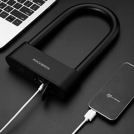 Rockbros 32210818001 SMART Bicycle Lock with Fingerprint Reader and Bluetooth Connectivity - Black | Techbox