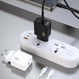 Dudao A26LEU PD 20W GaN USB-C Wall Charger with USB-C to Lightning Cable - Black - Travel Chargers - Smartphone Chargers - Techbox