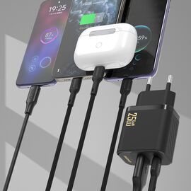 Dudao A26TCEU PD QC 25W GaN USB-A USB-C Wall Charger with USB-C Cable - Black - Travel Chargers - Smartphone Chargers - Techbox