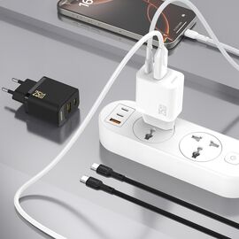 Dudao A26TCEU PD QC 25W GaN USB-A USB-C Wall Charger with USB-C Cable - Black - Travel Chargers - Smartphone Chargers - Techbox