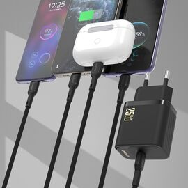 Dudao A27CEU PD 25W GaN SB-C Wall Charger with USB-C Cable - Black - Travel Chargers - Smartphone Chargers - Techbox