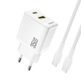 Dudao A27MaxCEU PD QC 35W USB-A USB-C Wall Charger with USB-C Cable - White | Techbox