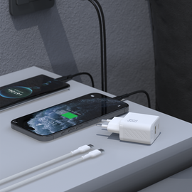 Dudao A27MaxCEU PD QC 35W USB-A USB-C Wall Charger with USB-C Cable - White | Techbox