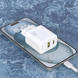 Dudao A27MaxCEU PD QC 35W USB-A USB-C Wall Charger with USB-C Cable - White | Techbox