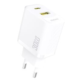 Dudao A27TEU PD 30W GaN USB-A USB-C Wall Charger - White - Travel Chargers - Smartphone Chargers - Techbox