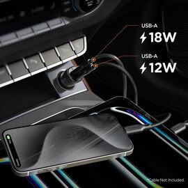 Spigen Essential EV302 30W 2-Port USB-A Car Charger - Black