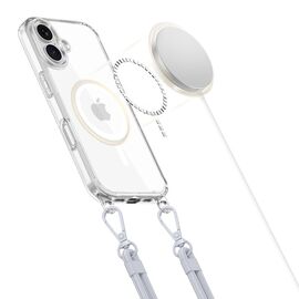 Tech-Protect Flexair Chain MagSafe Case for iPhone 16 - Clear + 2 Lanyards (Pink and Gray) | Techbox