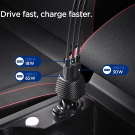 Spigen Essential EV1133 3-port car charger - black