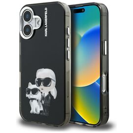 Karl Lagerfeld IML Aquarelle Karl &amp; Choupette &amp; Logo iPhone 16 Case - Black | Techbox