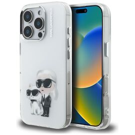 Karl Lagerfeld IML Aquarelle Karl &amp; Choupette &amp; Logo iPhone 16 Pro Case - White | Techbox
