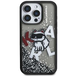 Karl Lagerfeld Liquid Glitter Choupette Logo Case for iPhone 16 Pro - Black | Techbox