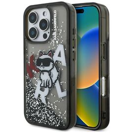 Karl Lagerfeld Liquid Glitter Choupette Logo Case for iPhone 16 Pro Max - Black | Techbox