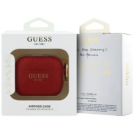 Guess Silicone Glitter Ring Case for AirPods Pro 3 - Red and Glitter