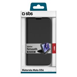 SBS Wallet Smooth Case for Motorola Moto G56 with Flip Cover - Black | Techbox