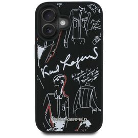 Karl Lagerfeld Grained Pattern &amp; Logo MagSafe Case for iPhone 16 - Black