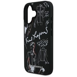 Karl Lagerfeld Grained Pattern &amp; Logo MagSafe Case for iPhone 16 - Black