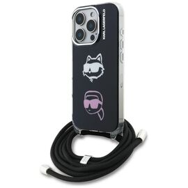 Karl Lagerfeld IML Crossbody Karl&amp;Choupette Head Case for iPhone 16 Pro Max - Black