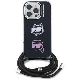 Karl Lagerfeld IML Crossbody Karl&amp;Choupette Head Case for iPhone 16 Pro Max - Black