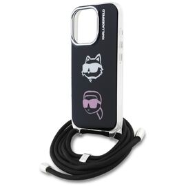 Karl Lagerfeld IML Crossbody Karl&amp;Choupette Head Case for iPhone 16 Pro Max - Black