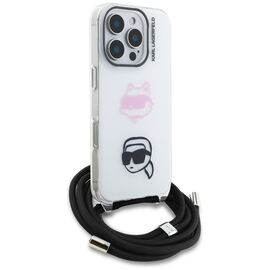 Karl Lagerfeld IML Crossbody Karl&amp;Choupette Head Case for iPhone 16 Pro Max - White