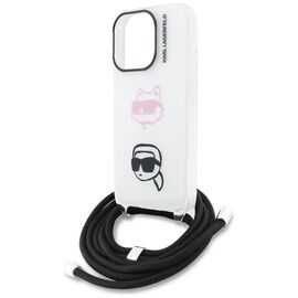 Karl Lagerfeld IML Crossbody Karl&amp;Choupette Head Case for iPhone 16 Pro Max - White