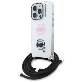 Karl Lagerfeld IML Crossbody Karl&amp;Choupette Head Case for iPhone 16 Pro - White