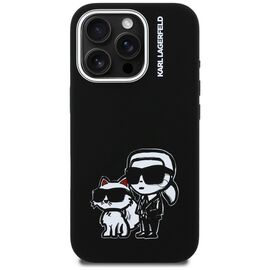 Karl Lagerfeld Silicone Karl&amp;Choupette Sketch MagSafe Case for iPhone 16 Pro - Black