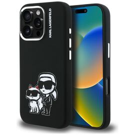 Karl Lagerfeld Silicone Karl&amp;Choupette Sketch MagSafe Case for iPhone 16 Pro Max - Black