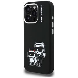 Karl Lagerfeld Silicone Karl&amp;Choupette Sketch MagSafe Case for iPhone 16 Pro Max - Black