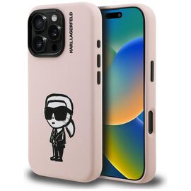 Karl Lagerfeld Silicone Karl Sketch MagSafe Case for iPhone 16 Pro Max - Pink