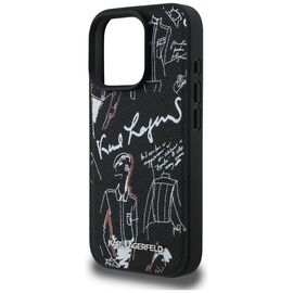 Karl Lagerfeld Grained Pattern &amp; Logo MagSafe Case for iPhone 16 Pro Max - Black