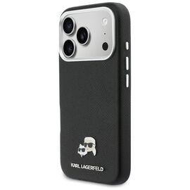 Karl Lagerfeld Karl &amp; Choupette Head Pins Saffiano MagSafe Case for iPhone 17 Pro Max - Black