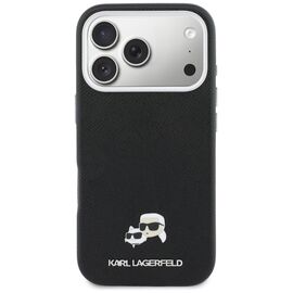 Karl Lagerfeld Karl &amp; Choupette Head Pins Saffiano MagSafe Case for iPhone 17 Pro Max - Black