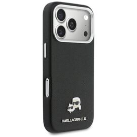 Karl Lagerfeld Karl &amp; Choupette Head Pins Saffiano MagSafe Case for iPhone 17 Pro Max - Black