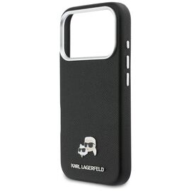 Karl Lagerfeld Karl &amp; Choupette Head Pins Saffiano MagSafe Case for iPhone 17 Pro Max - Black