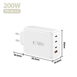 Tech-Protect NC200W-GaN 4-Port 200W Wall Charger - White