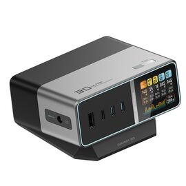 Cuktech TA3005U 300W 5-in-1 Charging Station with Digital Display - Silver - Travel Chargers - Smartphone Chargers - Techbox
