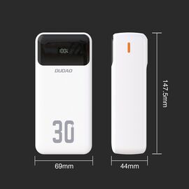 Dudao K15Max 30000mAh PD 22.5W Powerbank with USB-C and Lightning Cables - White | Techbox